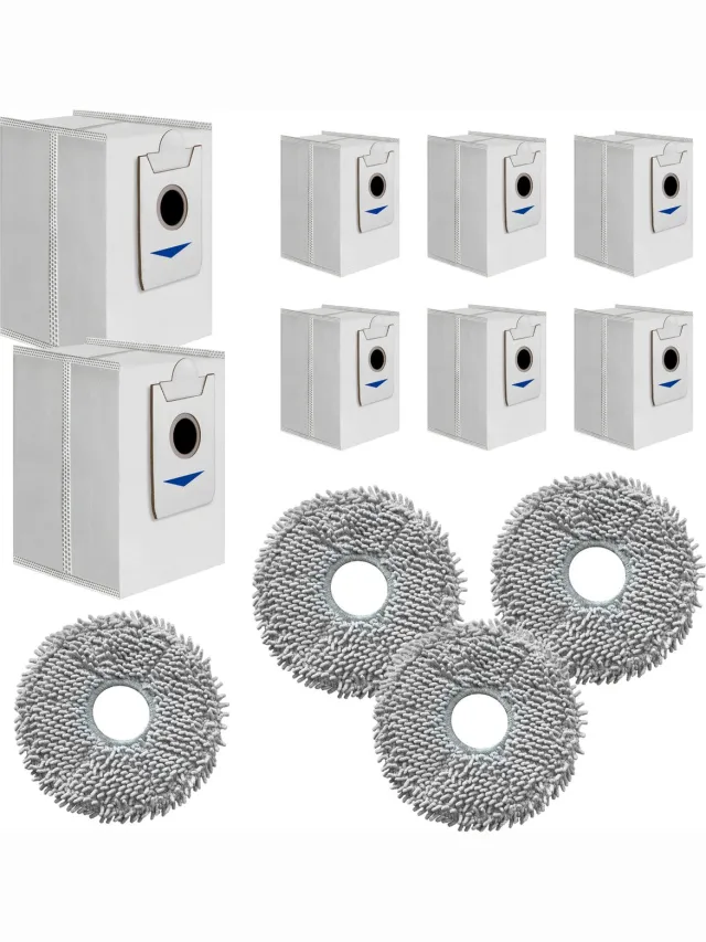 Phonillico Accessoirespakket voor Ecovacs Deebot X2 Deebot X2 OMNI Deebot X2 PRO - Stofzuigerzak [partij 8] Microvezeldoekje [partij 4] Wit