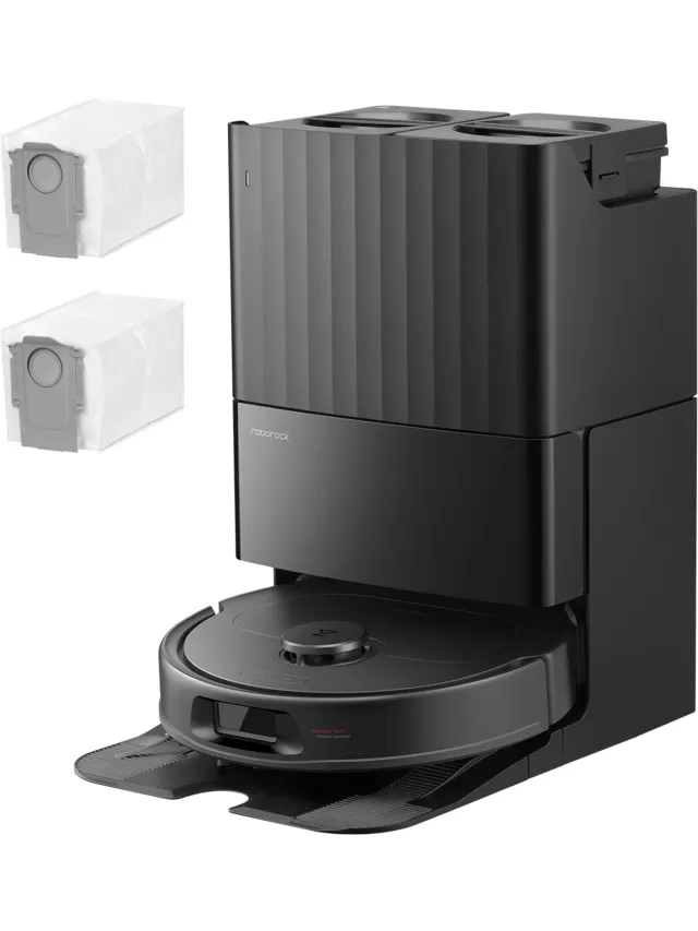 Roborock Qrevo S Pro Set-Robotstofzuiger–Alles-in-één multifunctioneel dockingstation–18500 Pa zuigkracht–Antiklitsysteem-Reactive Tech Obstakelvermijding-Intensieve tapijtreiniging 10 mm Dweilverhoging–Twee roterende dweilpads–Roborock app controle Zwart