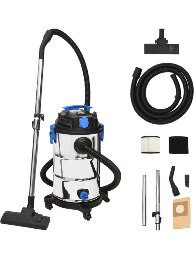 vidaXL Nat- en - droogzuiger - 1200 - W - 30 - L - zilverkleurig