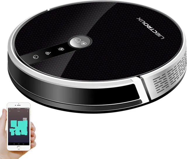LIECTROUX Robotstofzuiger Met Dweilfunctie-4000 Pa Zuigkracht-Gyro Navigatie-App Bediening-120 Min-Huisdieren-Harde Vloeren En Tapijt-33x33x7,4 cm Zwart