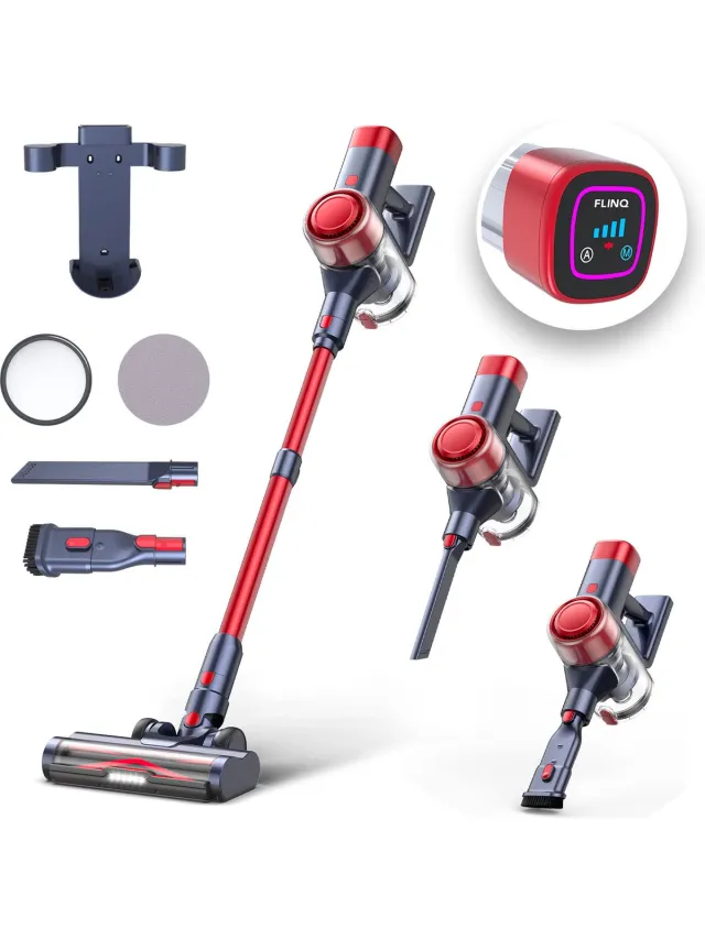 FlinQ Vacuum Cleaner V12 Pro - Steelstofzuiger Draadloos - Stofzuiger zonder Zak - Met Duurzame Accu - Snoerloos en geschikt als Kruimeldief red