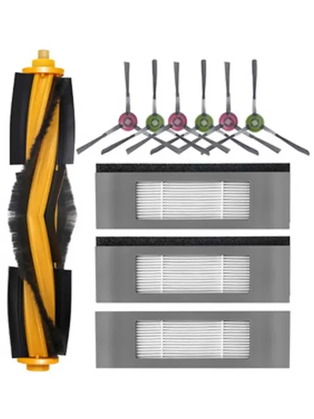 WiseGoods Premium Rolborstels - Borstel Geschikt Voor Ecovacs Deebot Ozmo - HEPA Filters - Robotstofzuiger Onderdelen - Borstels Zwart