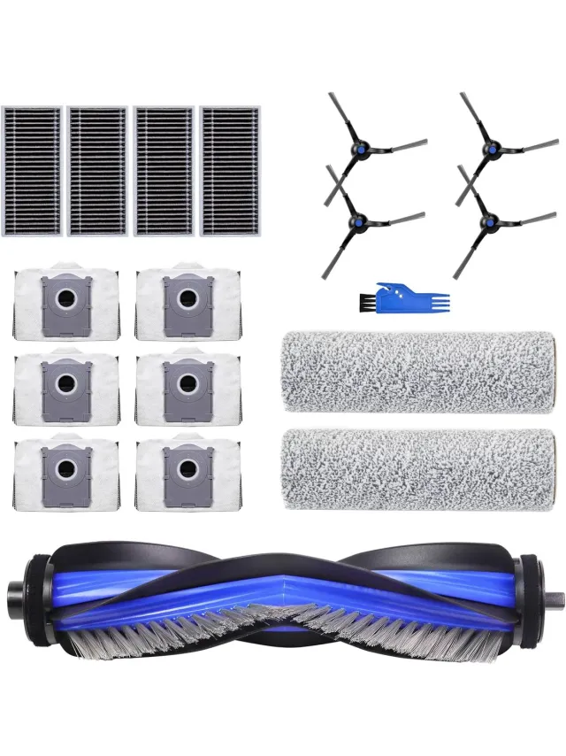 Ecovacs Accessoires gescht voor Ecovacs Deebot X8 Pro Omni /X8 Omni-stofzuiger, 1 hoofdborstel, 2 rollen doekjes, 4 zijborstels, 4 HEPA-filters, 6 stofzakken, 1 reinigingsgereedschap