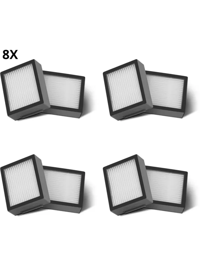 Bramokava 8x HEPA Filter – Geschikt voor iRobot Roomba i1 i3 i3+ i4 i4+ i5 i5+ i6 i6+ i7 i7+ i8 i8+ e5 e6 e7 – Niet voor Dweilfunctie Combo j7+ j9+ Grijs