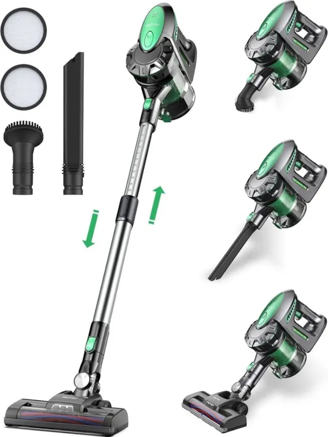 ALLGoods 6-in1 Steelstofzuiger Zonder Zak op Accu - Steelstofzuiger Draadloos Uitschuifbaar - Kruimeldief Snoerloos best Verkocht 25KPA – Veelzijdige Kruimeldief best Verkocht – met Krachtige batterij – Zwart/Groen