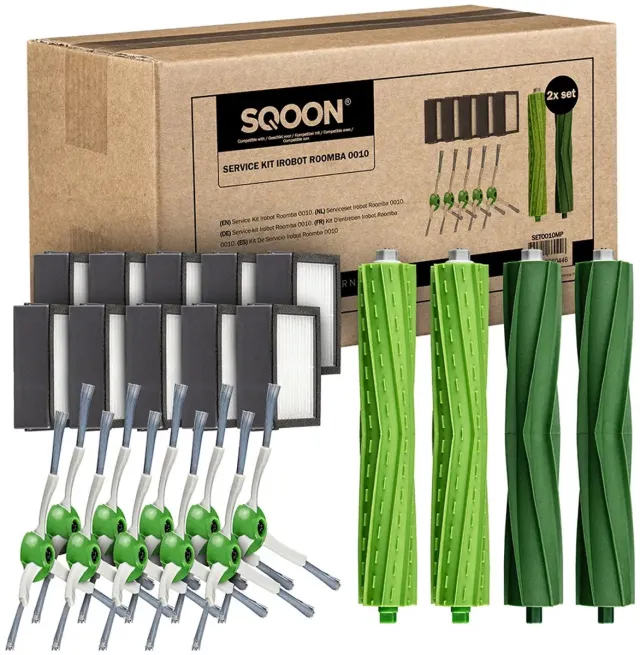 SQOON Onderhoudspakket XL geschikt voor iRobot Roomba i3, i3+, i7, i7+, i4, i6, i6+, i8, i8+, E5, E6, E7, (niet j7 , j7+) - Perfect voor grondige reiniging en eenvoudig zelf te installeren Zwart