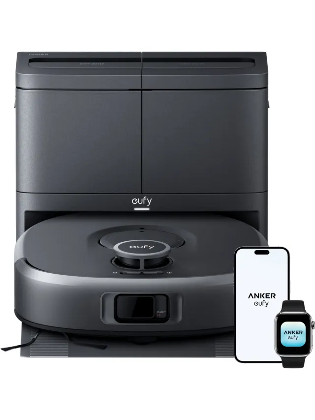 Eufy Anker eufy C30 Stofzuiger- en Dweilrobot, 35.000 Pa Zuigkracht AeroTurbo™ multicycloonfiltratie, MopMaster™ 2.0, anti-klitborstel, Alles-in-één-station, iPath™ 2.0 lasernavigatie Zwart