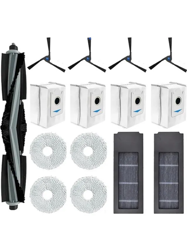 AMtechno 15 stuks vervangende accessoires set geschikt voor Ecovacs Deebot X2 / X2 Omni / X2 Pro / DEX86 stofzuiger reserveonderdelen, 1 hoofdborstel, 4 zijborstels, 2 hepa-filters, 4 stofzakken, 4 dweildoeken