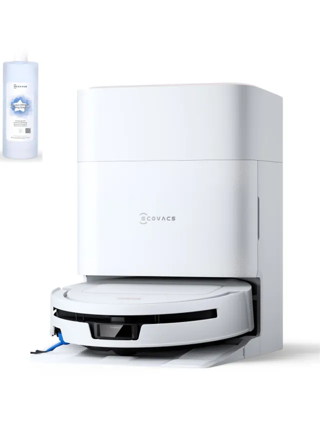 Ecovacs Deebot T90 Max Pro Omni – Robotstofzuiger Met Dweilfunctie – 40.000 Pa – 9,5 cm Ultradun – ZeroTangle 4.0 Anti-klit – Omni-Station – Wit – 1000ml Schoonmaakmiddel