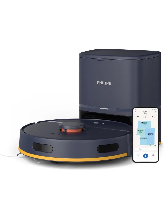 Philips HomeRun 2000 Series XU2100/10 - Robotstofzuiger met dweilfunctie - Automatisch Leegstation - Marineblauw Grijs