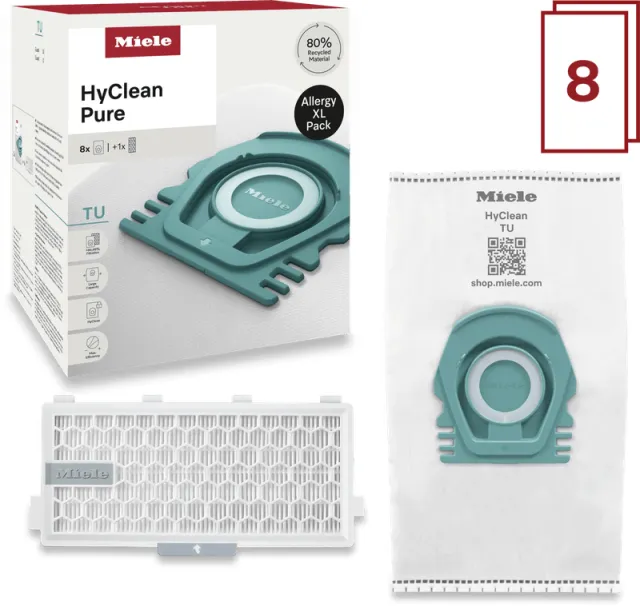Miele Stofzuigerzakken HyClean Pure TU XL-Pack (8 stuks)