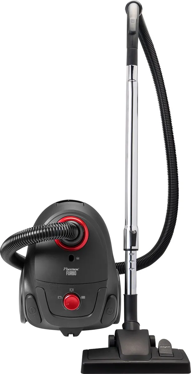 Bestron Stofzuiger met zak - ABG450ZRE - HEPA 12 - Bereik 7,5 m - Incl. 3 stofzuigerzakken - Rood/Zwart - 5 jaar garantie Zwart/Rood