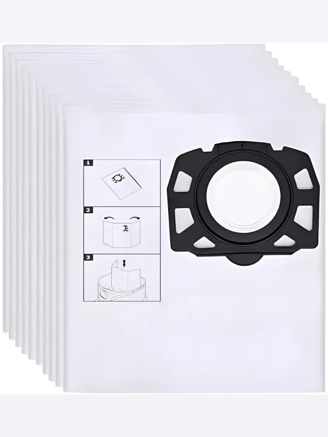 San Marque 10 stofzuigerzakken geschikt voor Kärcher WD3 WD2 Plus KFI 357 WD3S SE4001 SE4002 KWD1 KWD2 KWD3 2.863-314.0 Blauw