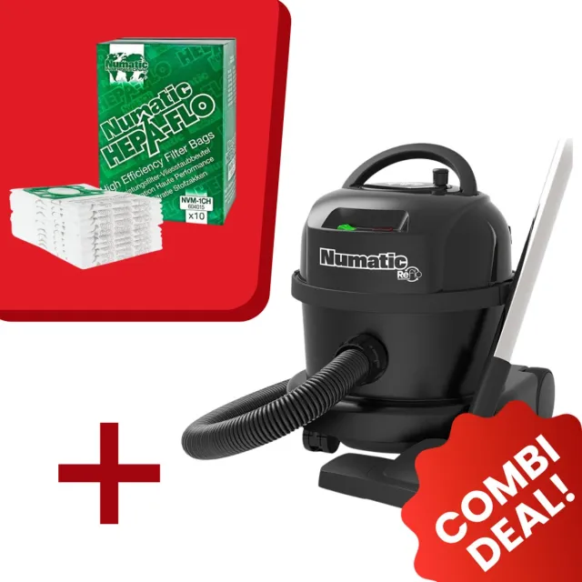 Numatic Stofzuiger PPR240 ReFlo - Zwart - Inclusief 10x Stofzuigerzak NVM-1CH Hepa