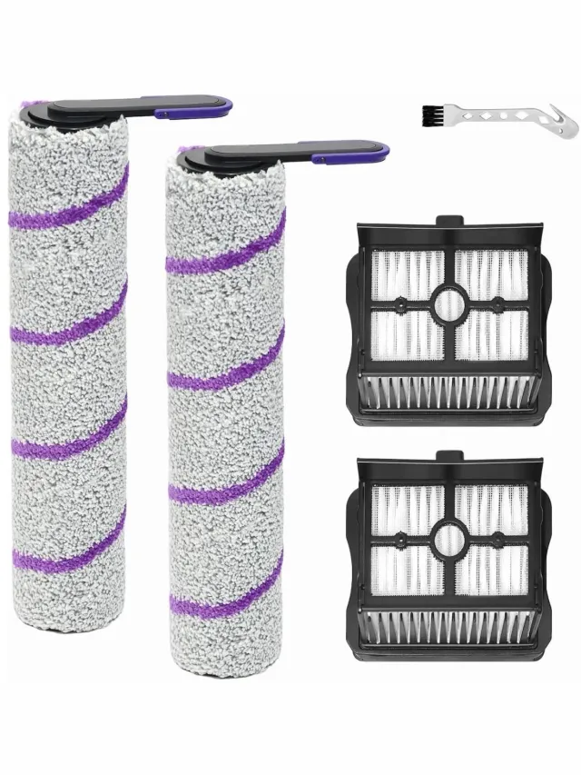 GelldG 4 Stuks Vervangende Rolborstel - Stofzuigeronderdelen - Geschikt voor Narwal S1/S2 Serie, Narwal S20 Pro - Incl. 2 Rolborstels, 2 Filters en Schoonmaakborstel - Kunststof grijs