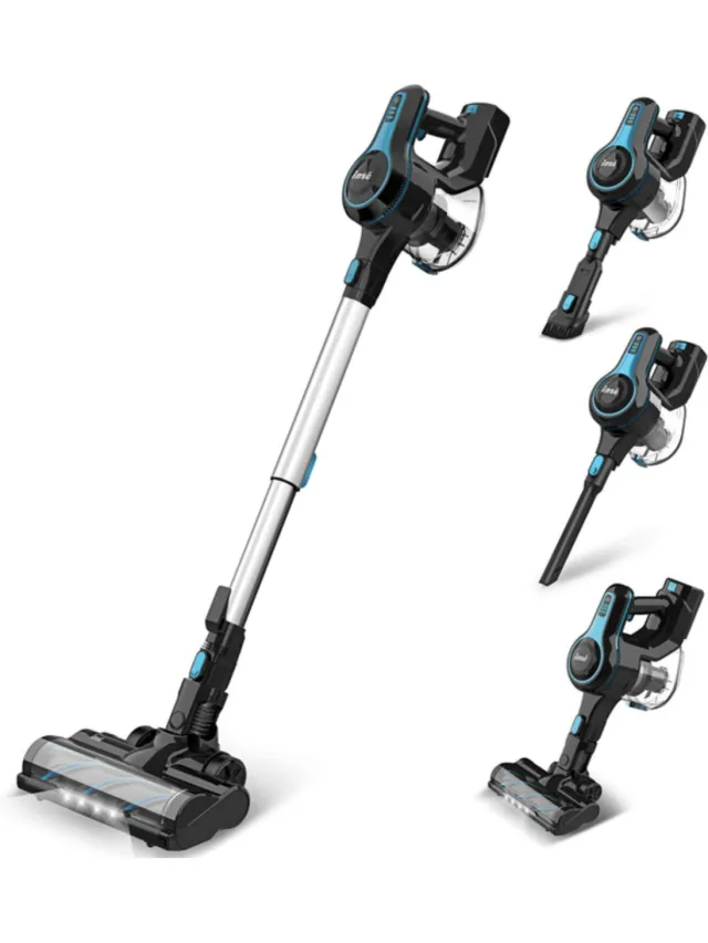 Happyment Steelstofzuiger PRO - Zonder Zak Op Accu - Kruimeldief Best Verkocht - Handstofzuiger Met Steel - Zwart - Blauw