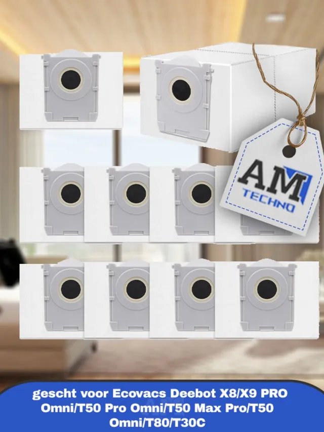 Geschikt voor Alloytool (Merkloos) Stofzuigerzak gescht voor Ecovacs Deebot X8/X9 PRO Omni/T50 Pro Omni/T50 Max Pro/T50 Omni/T80/T30C robotstofzuiger,actieve koolstofzak accessoires,10 stuks 3L capaciteit stofzuigerzakken,reserveonderdelen
