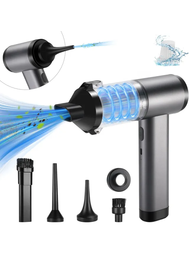Creatorally Draagbare auto-stofzuiger met borstelloze motor – 100W, 16000Pa zuigkracht, 6000mAh oplaadbare batterij, aluminium behuizing – Handheld draadloos voor auto, thuis, huisdieren en kantoor – Ook als blazer en pomp Grijs