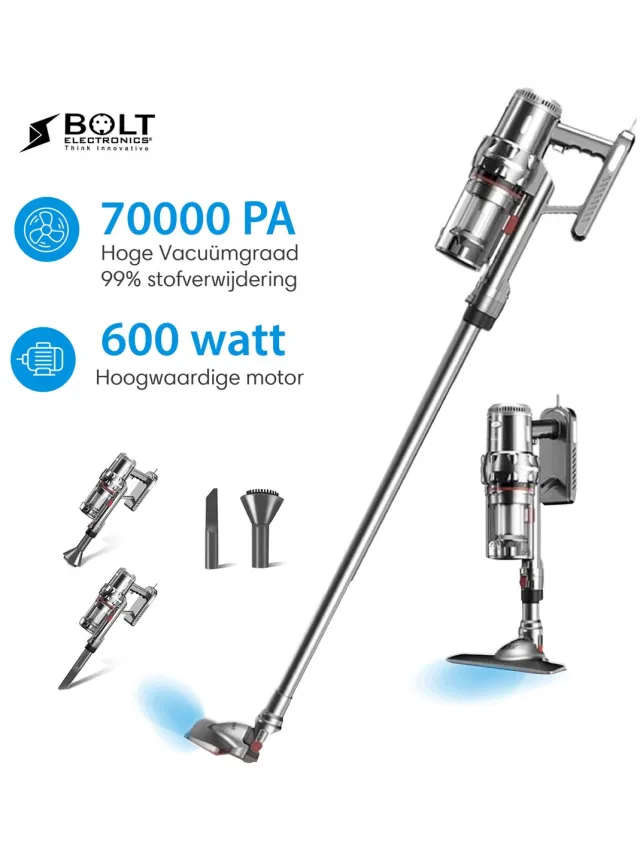 Bolt Electronics® SUPERSONIC GEN ONE Handstofzuiger - Steelstofzuigers - Draadloos - Zonder Zak Op Accu Grijs