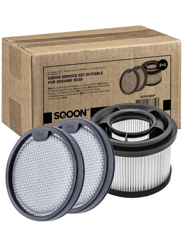 SQOON filterset geschikt voor Dreame T10/T20/T30/R10/R20 - motorfilter en HEPA-filter voor stofzuigeronderhoud Wit Zwart