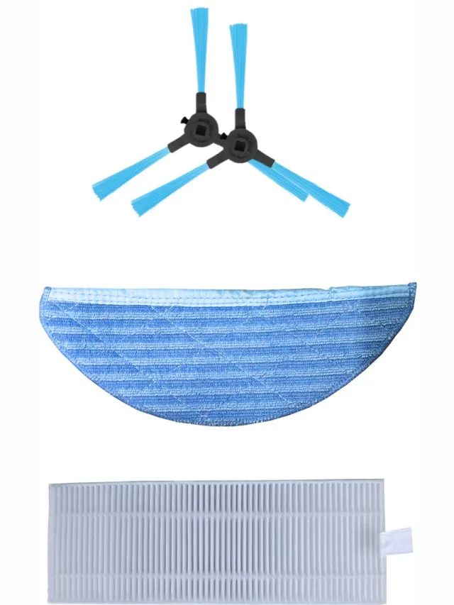 CleanWise Hans Onderhoudspakket – Robotstofzuiger & Dweilrobot Onderdelen – 1 Dweildoek, 1 Filter & 2 Zijborstels – Reserve Accessoires blauw
