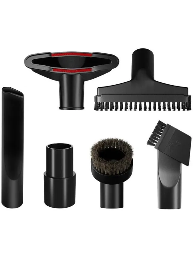 Daity 6 stuk – 32 mm Stofzuigeraccessoires, Stofzuigset met Borstel, Zuigmond en Kierenzuiger, inclusief 35 mm naar 32 mm Slangadapter zwart