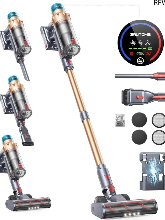 RFWR Draadloze Stofzuiger 550W – Krachtige en Stil Met Lange Batterijduur – Perfect Voor Alle Oppervlakken Grijs