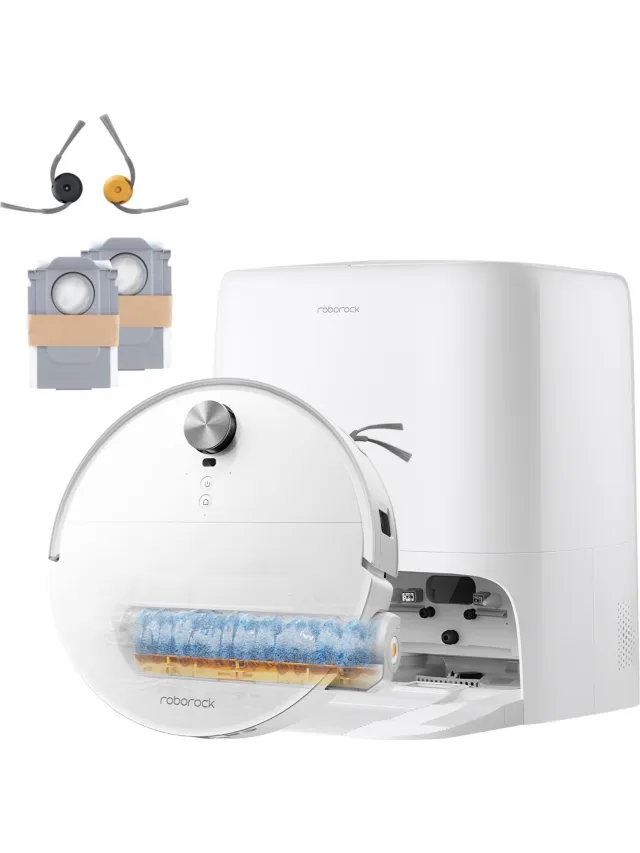 Roborock Qrevo Edge 2 Flow-Robotstofzuiger met dweilfunctie-SpiraFlow Realtime Zelfreinigende Rolmop 2.0-35000Pa-Dual Zero-Tangle-Systeem-AI Obstakelvermijding-Warmtewas dweil-tapijtbescherming Wit