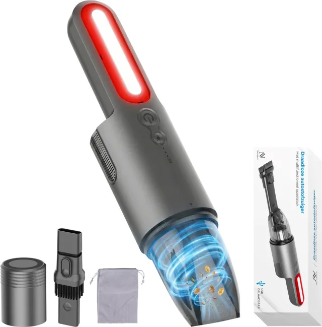 Nuvance Auto Stofzuiger - 6000Pa - Draadloos - Usb Oplaadbaar - Handstofzuiger - Autostofzuiger - Kruimelzuiger - Kleine Stofzuiger Grijs
