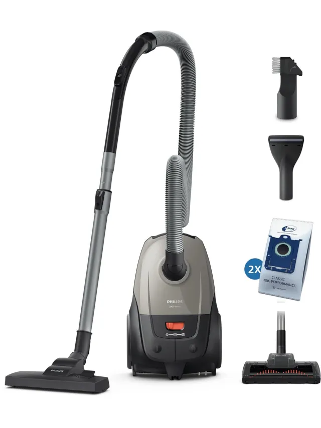 Philips XD2152/12 Stofzuiger met Zak – 800W – HEPA-filter – 3L Stofcapaciteit – Compact & Lichtgewicht Grijs;Zwart