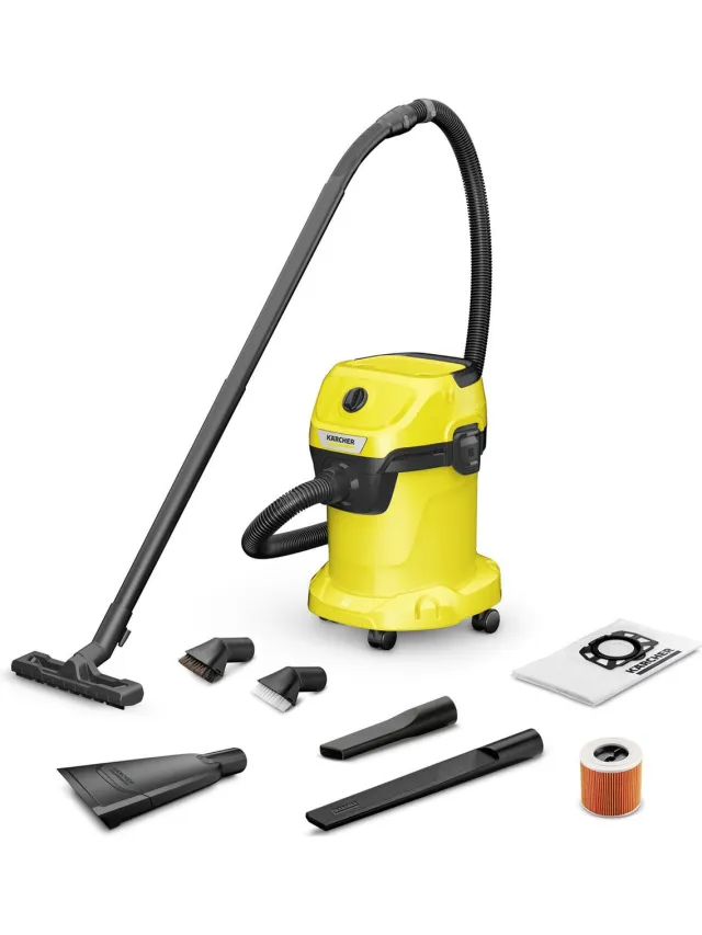 Kärcher Nat- en Droogzuiger WD 3 V-17/6/20 Car stofzuiger ook voor water - Incl. accessoires voor auto reiniging - Bouwstofzuiger voor elke klus - Tapijt en harde vloeren - Incl. blaasfunctie Yellow / Black