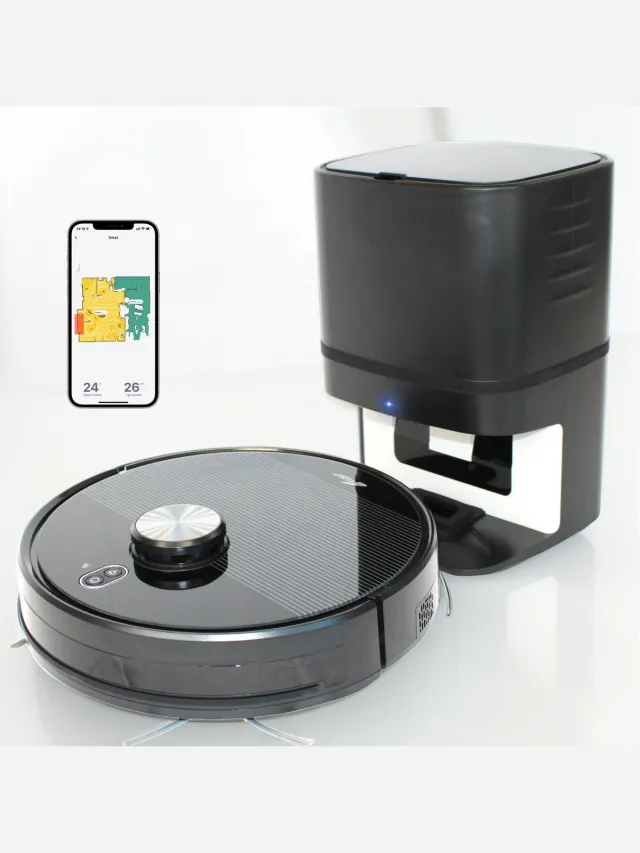Zoef Robot Robotstofzuiger "Willem" met leegstation" - tot 200m2- 6000Pa - Uitgebreide mapping - Leegt automatisch- Zelf lerende robotstofzuiger - Robotstofzuigers met dweilfunctie - Robotstofzuiger met laadstation Zwart