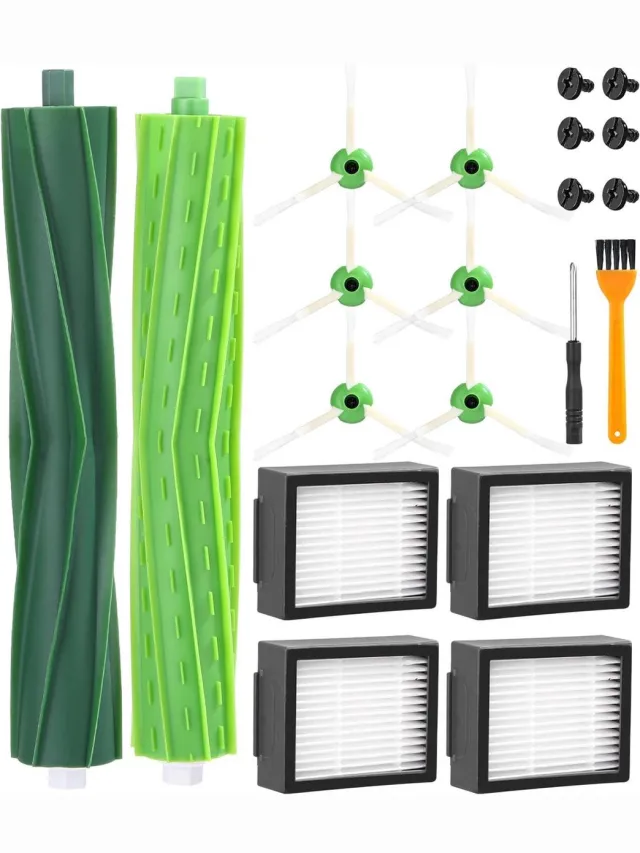 AMtechno Reserveonderdelen geschikt voor iRobot Roomba i/e/j serie, i7 i7+ i3 i3+ i4 i4+ i6 i6+ E5 E6 E7, vervangende accessoires borstel voor roomba, 1 hoofdborstels, 4 filters, 6 zijborstels Groen
