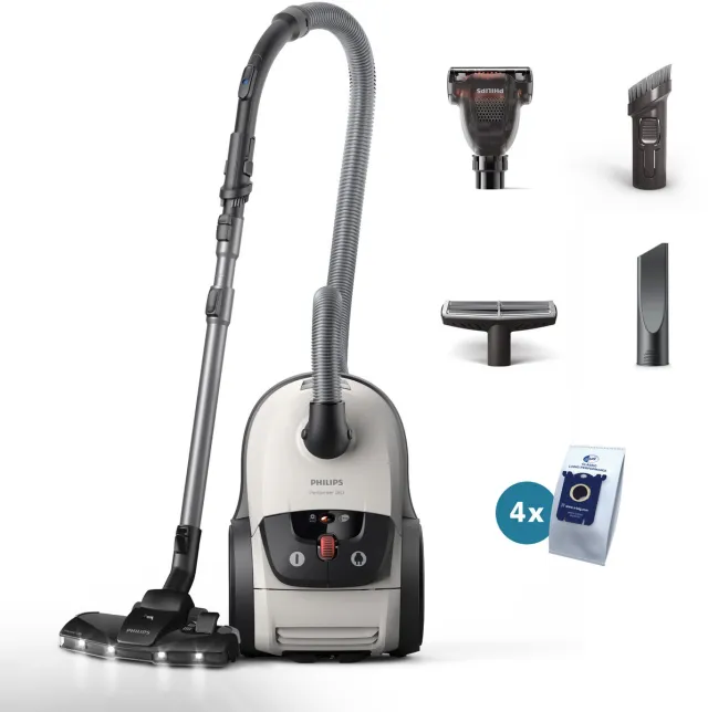 Philips 8000-serie Performer LED Stofzuiger met zak - XD8142/12 Glanzend wit