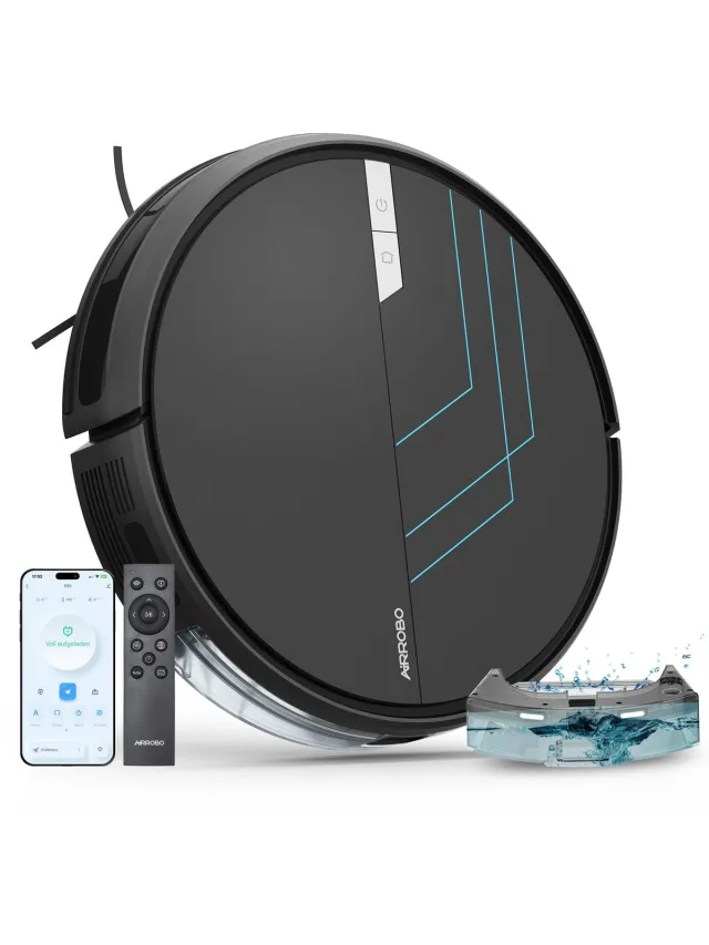 AIRROBO P30 Robotstofzuiger met dweilfunctie – 3000 Pa zuigkracht – Gyroscoopnavigatie – 7,8 cm ultradun – App & Spraakbesturing – Zwart