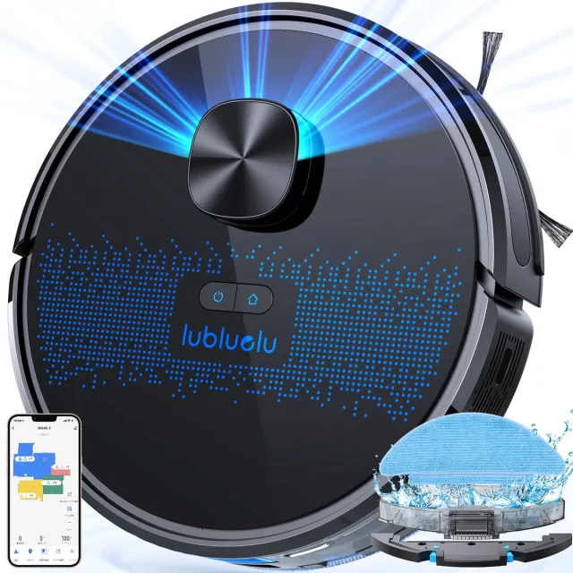 Lubluelu SL60D Robotstofzuiger met LDS9.0 LiDAR – 4000Pa Zuigkracht – 2-in-1 Stofzuiger & Dweil – App & Spraakbesturing Piano Black
