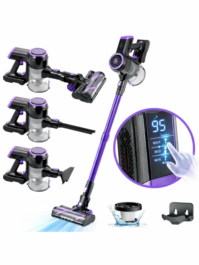 AG AG4200 Steelstofzuiger Draadloos Deep Purple - Stofzuiger Zonder Zak - Geschikt voor Dierenharen- Krachtig -Kruimeldief- Draadloze Stofzuigers - Steelstofzuigers - Kruimelzuiger - Compact & Licht