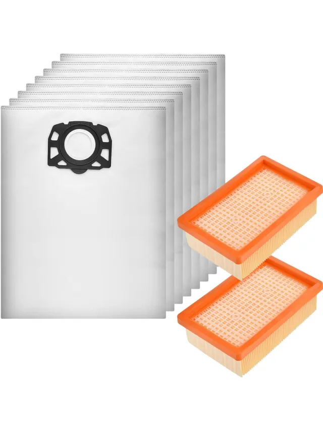 Kärcher Accessoirespakket voor Karcher WD4 WD5 WD6 MV4 MV5 MV6 - Vervanging Stofzakken 2.863-006.0 [Set 8] Vervanging Filter 2.863-005.0 [Set 2] Wit