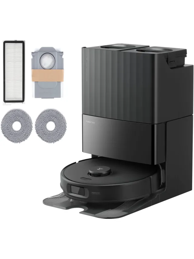 Roborock Qrevo Edge 5V1 – Robotstofzuiger en Dweilrobot met 17.000 Pa Zuigkracht, FlexiArm™ Technologie, Zelfreinigend Dock en AdaptiLift™ Chassis zwart