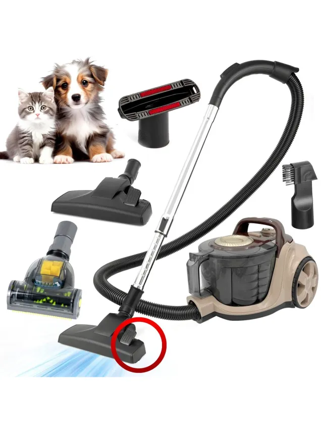 AG AG3300 Stofzuiger Zonder Zak - Stofzuigers - Vacuum Cleaner Zakloos - Geschikt Voor Dierenharen - Sterke Zuigkracht - HEPA Filter - Compact, Licht & Krachtig - Gemakkelijk Schoon Te Maken -Beige/Bruin Zwart