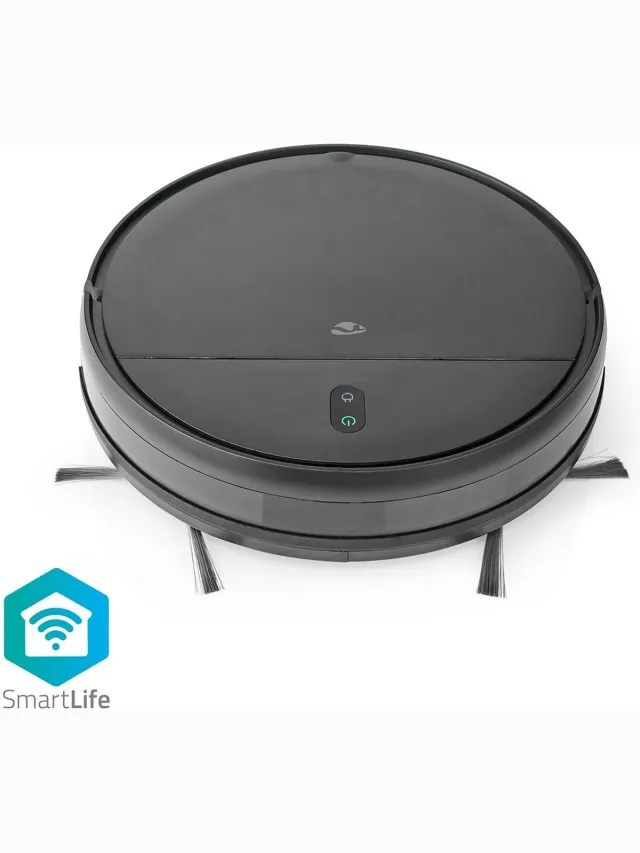 Nedis SmartLife Robotstofzuiger - Navigatiemethode: Willekeurig - Wi-Fi - Capaciteit opvangreservoir: 0.2 l - Automatisch opladen - Maximale gebruiksduur: 1.8 uur - Zwart - Android / IOS