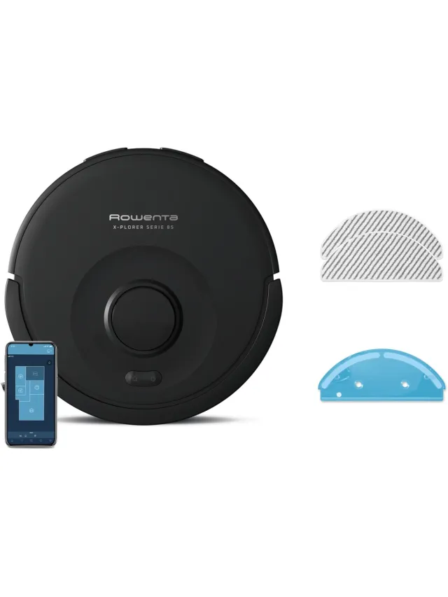 Rowenta X-Plorer Serie 85 RR87C5 - Robotstofzuiger - Met Dweilfunctie - Geschikt voor Alle Vloertypes - Slim Navigatie (Laser) - Hoge zuigkracht (6000 Pa) Zwart