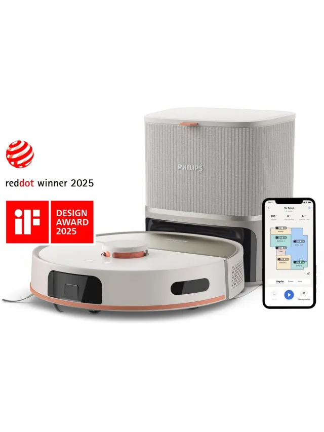 Philips Homerun 5000-serie Robotstofzuiger Met Dweilfunctie en Automatisch Leegstation- XU5100/20 - 10000 Pa Extreme Zuigkracht - Dubbele Dweilen Grijs