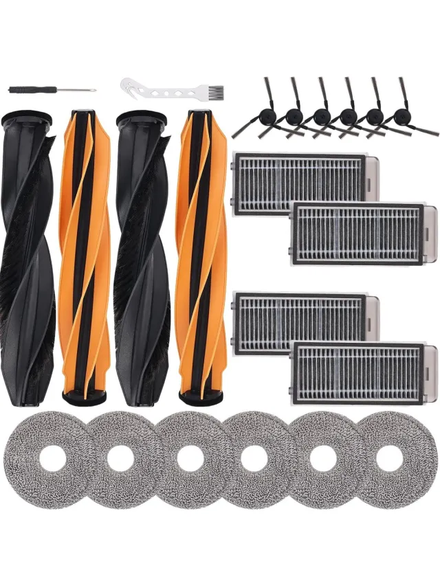 Geschikt voor Dreametech (Merkloos) Accessoireset, vervanging gescht voor Dreame X50 Ultra Complete/L50 Pro Ultra/L40s Pro Ulta/X50 Master robotstofzuiger, reserveonderdelen voor Mova V50 Ultra met 2 dubbele hoofdborstels, 4 filters, 6 Oranje