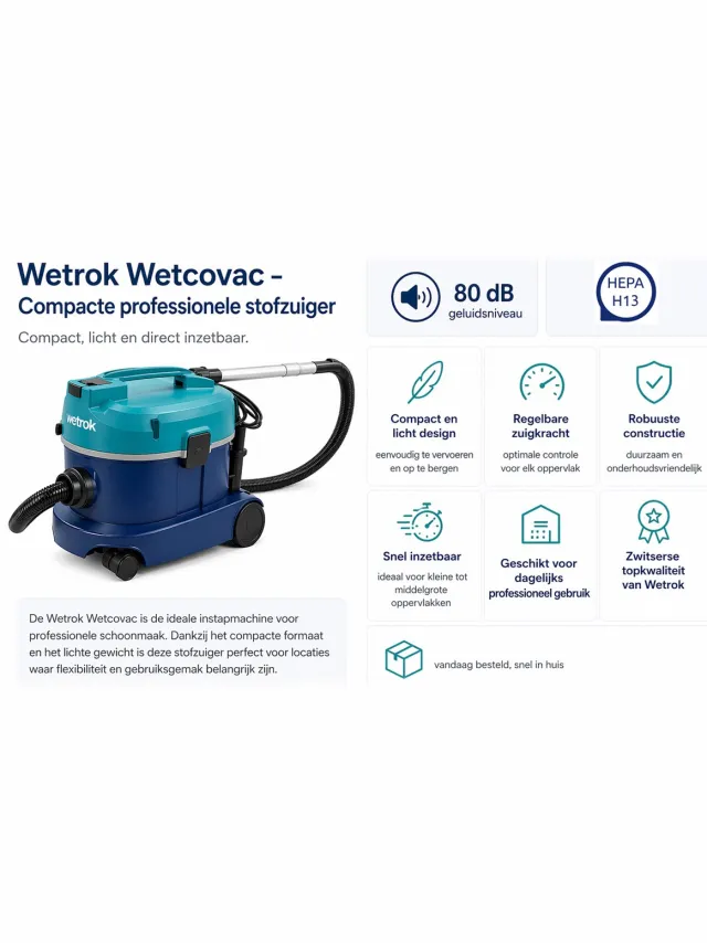 Wetrok Wetcovac instapmodel, compact en licht met regelbare zuigkracht Groen