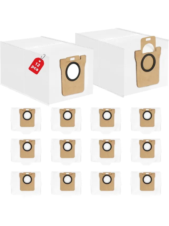 PromoHome 12 stuks stofzakken geschikt voor Xiaomi X10+, X20+, X10/X20 Plus- Hoogwaardige vervangingszakken met actieve koolfilter