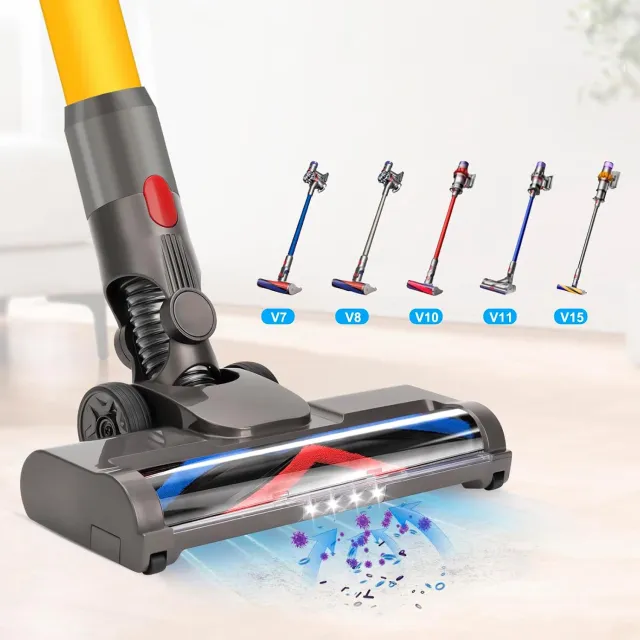 JIMUYU Soft Roller Vloerborstel voor Dyson V15/V11/V10/V8/V7 - Vervangende Zuigmond met LED-Verlichting en 180 Draaibare Kop voor Harde Vloeren, Tegels en Parket Grijs