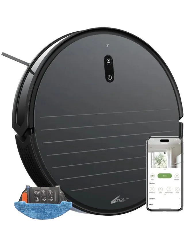 Zoef Robot Robotstofzuiger met dweilfunctie Jannie 4.1 2in1 - Robotstofzuiger - Vacuum cleaner - Dweilrobot - Dweilsysteem Antraciet
