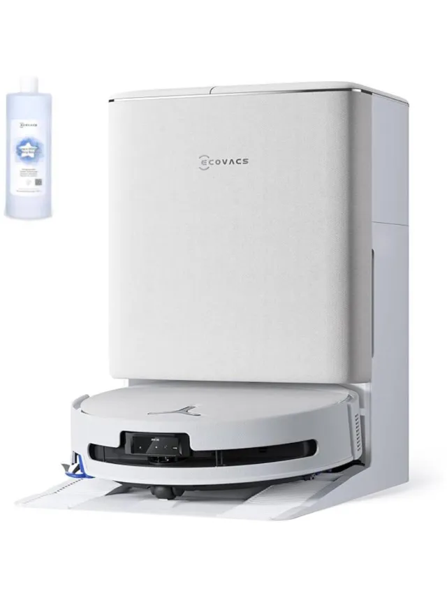Ecovacs Deebot T90 Omni - Robotstofzuiger Met Dweilfunctie - 30.000 Pa - OZMO Roller Dweil - TruEdge 3.0 Randreiniging - Anti‑Tangle - AIVI 3D Obstakelvermijding - Voor Harde Vloeren, Tapijt - Wit - T80 Upgrade - 1000ml Schoonmaakmiddel