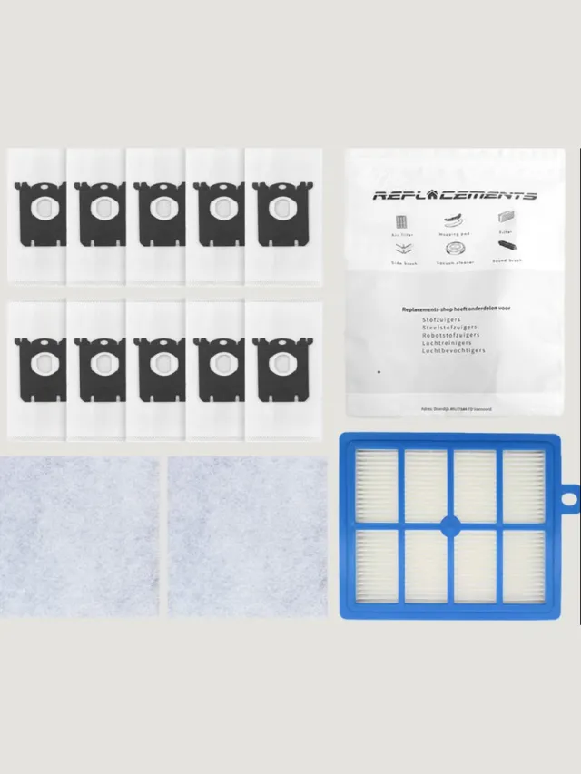 Replacements onderdelenset geschikt voor Philips PerformerPro & Performer Expert – 10 Stofzakken + 2 Motorfilters + 1 HEPA Filter Wit